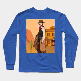 Retro Wild West Cowboys Rodeo Long Sleeve T-Shirt